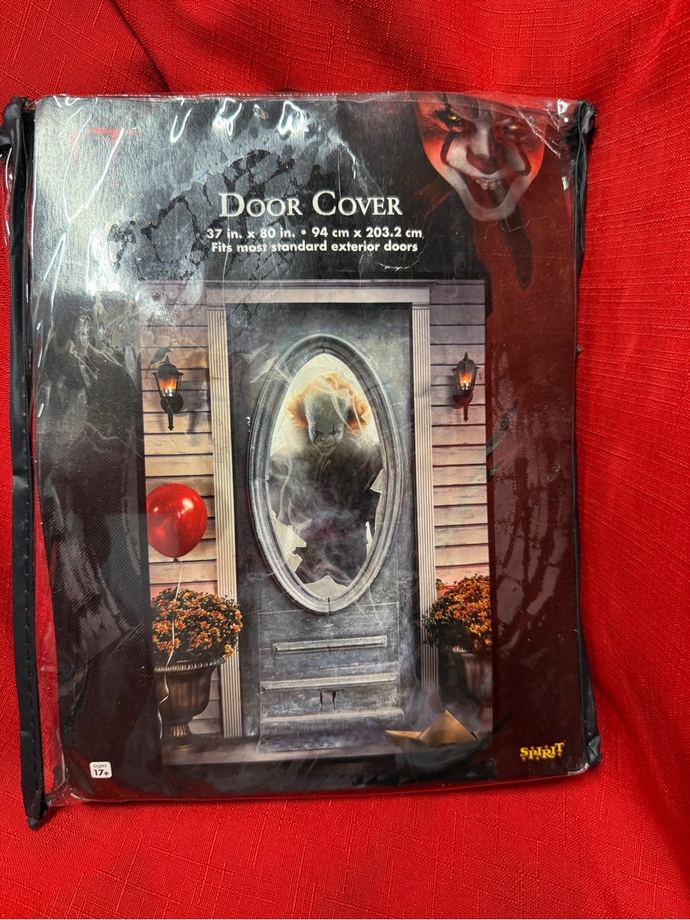 Spirit Halloween Door Cover - Red and Black Horror Design